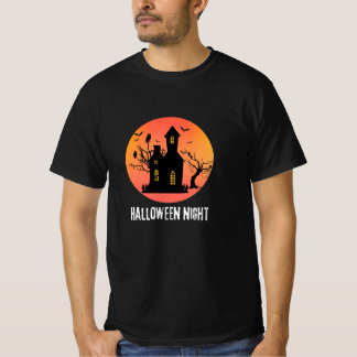 Halloween-Nacht Spukhaus Eulen Vollmond Silhouette T-Shirt