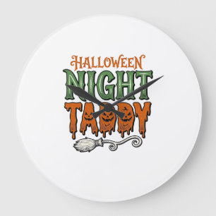 Halloween Nacht Taddy Vintage Hexenbesen-Shirt De Große Wanduhr