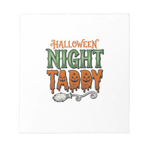 Halloween Nacht Taddy Vintage Hexenbesen-Shirt De Notizblock