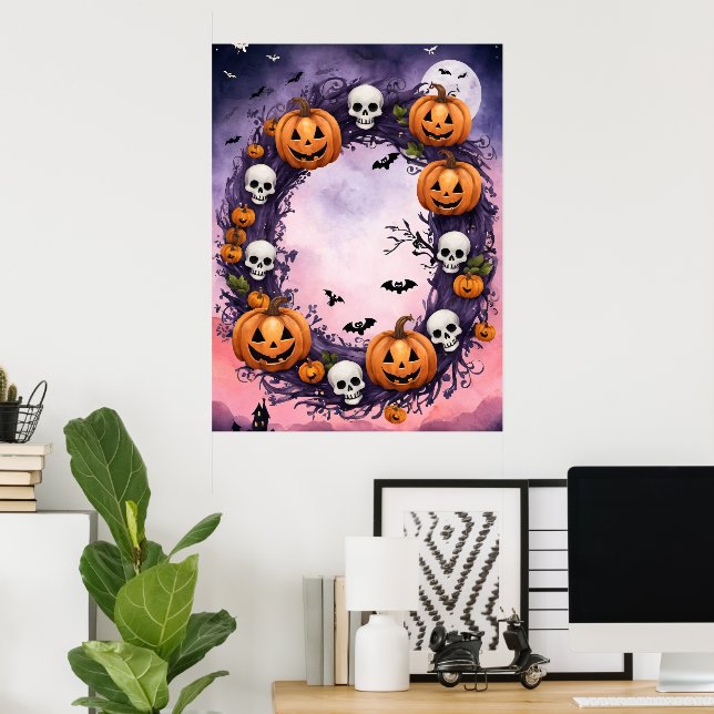 Halloween-Nacht verzaubert Poster (Heimbüro)