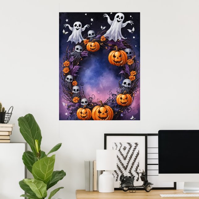 Halloween-Nacht verzaubert Poster (Heimbüro)