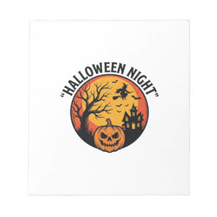 Halloween Nacht Vintage Gravur Grusel Szene T-Shir Notizblock