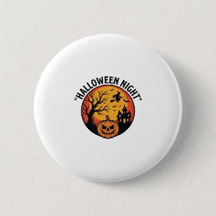Halloween Nacht Vintage Gravur Gruselszene T-Shirt Button