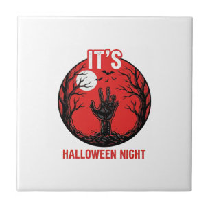 Halloween Nacht Vintage Gravur Vektor Design_1 Fliese