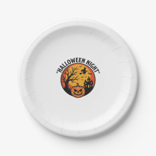 Halloween Nacht Vintage Stichelei Gruselszene T-Sh Pappteller