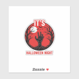 Halloween-Nacht Vintage-Stichvektor-Design_1 Aufkleber