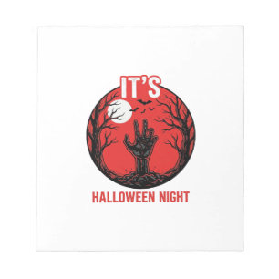 Halloween-Nacht Vintage-Stichvektor-Design_1 Notizblock