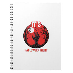 Halloween-Nacht Vintage-Stichvektor-Design_1 Notizblock