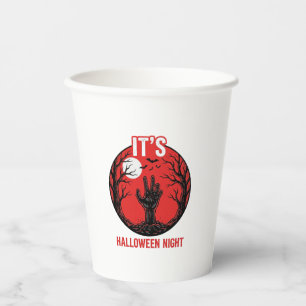 Halloween-Nacht Vintage-Stichvektor-Design_1 Pappbecher