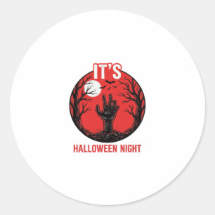 Halloween-Nacht Vintage-Stichvektor-Design_1 Runder Aufkleber