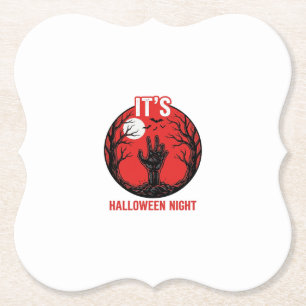 Halloween-Nacht Vintage-Stichvektor-Design_1 Untersetzer