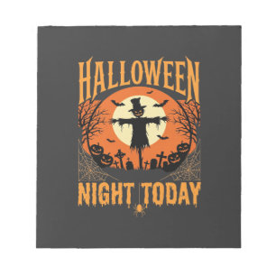 Halloween-Nacht-Vogelscheuche-Friedhof-Vintage-Vek Notizblock