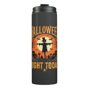 Halloween-Nacht-Vogelscheuche-Friedhof-vintage-Vek Thermosbecher