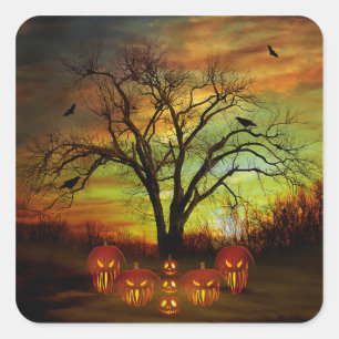 Halloween-Nachtaufkleber Quadratischer Aufkleber