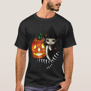 Halloween-Nachtniedliche gotische Hexe u. Kürbis T-Shirt