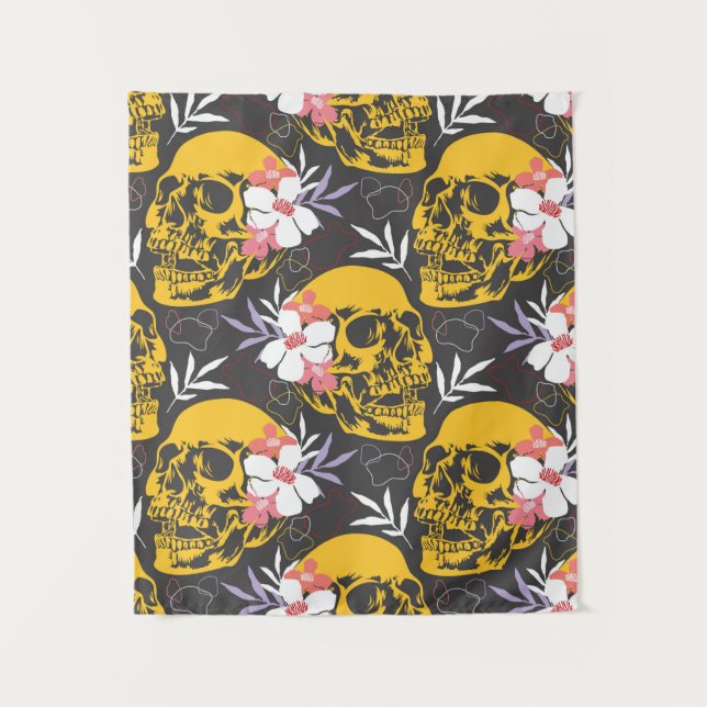 Halloween nahtloses Muster mit farbenfrohen und be Wandteppich (Vorderseite)