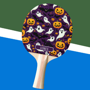 Halloween Name Bats Pumpkin Lila Pattern Luxus Tischtennis Schläger