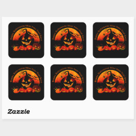 Halloween Name Jahr 20xx Glow Pumpkin Cat Web Quadratischer Aufkleber