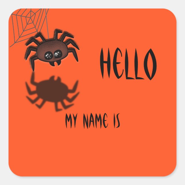 Halloween Name Tag Quadratischer Aufkleber (Vorderseite)