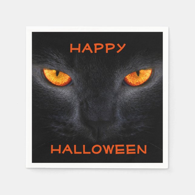 Halloween Napkin/Schwarze Katze Serviette (Vorderseite)
