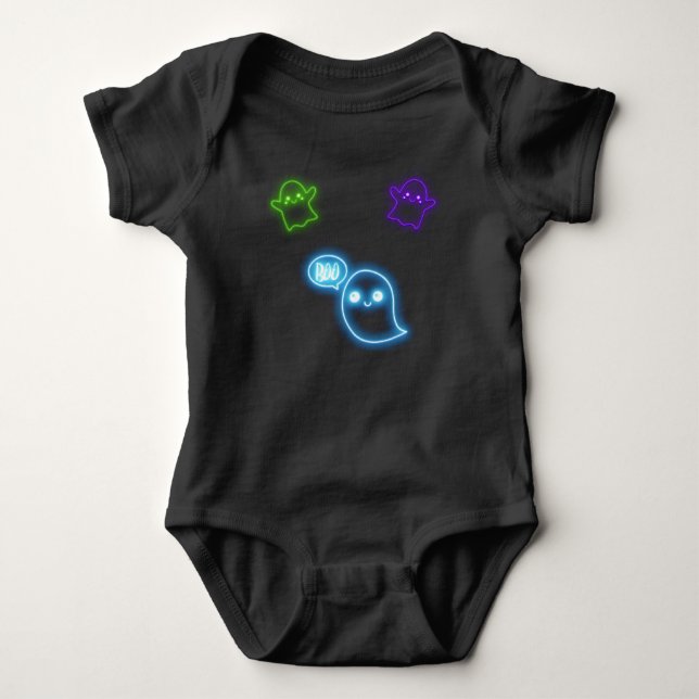 Halloween Neon Ghosts Baby Strampler (Vorderseite)