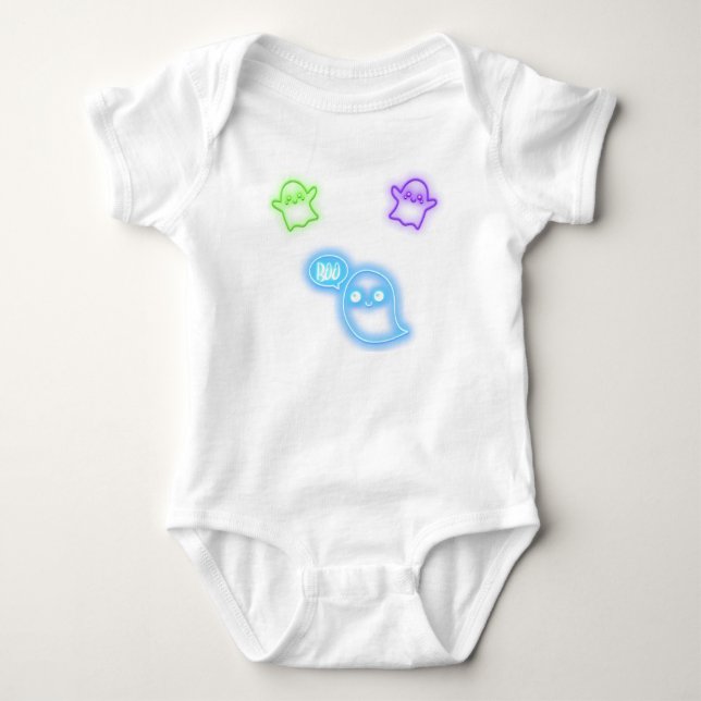 Halloween Neon Ghosts Baby Strampler (Vorderseite)