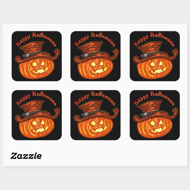 Halloween Neon Glow Look Pumpkin Party Quadratischer Aufkleber (Blatt)