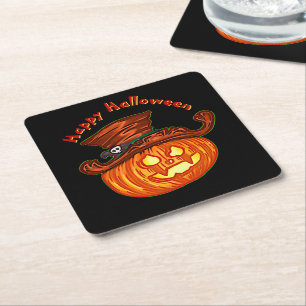 Halloween Neon Glow Look Pumpkin Party Rechteckiger Pappuntersetzer