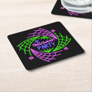 Halloween Neon Glow Look Spider Web-Party Rechteckiger Pappuntersetzer