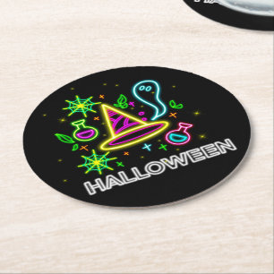 Halloween Neon Look Hat Ghost Web-Party Runder Pappuntersetzer