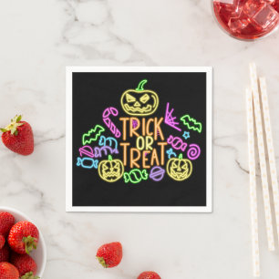 Halloween Neon Look Trick Leckerei Candy Party Serviette