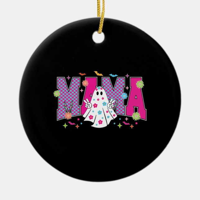 Halloween Neon Mama Mini Keramik Ornament (Vorne)