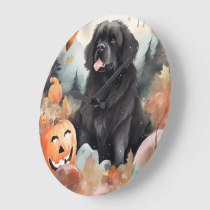 Halloween Neufundland mit Pumpkins Beängstigend Große Wanduhr