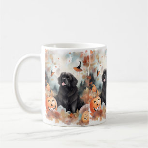 Halloween Neufundländer mit Kürbissen Gruselig Kaffeetasse