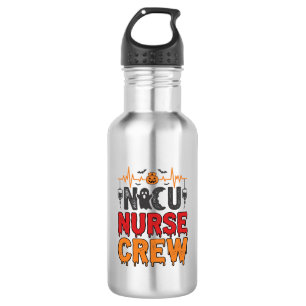 Halloween NICU Krankenschwester Crew Vintage-Typog Edelstahlflasche