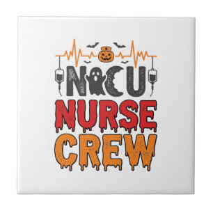 Halloween-NICU-Krankenschwester-Crew Vintage-Typog Fliese