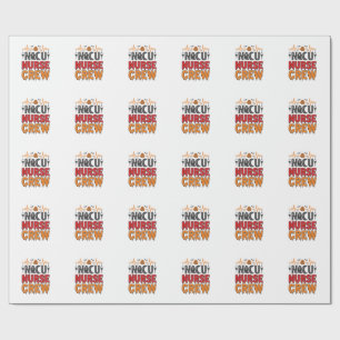 Halloween-NICU-Krankenschwester-Crew Vintage-Typog Geschenkpapier