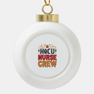 Halloween-NICU-Krankenschwester-Crew Vintage-Typog Keramik Kugel-Ornament