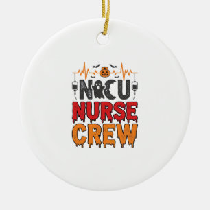 Halloween NICU Krankenschwester Crew Vintage-Typog Keramik Ornament