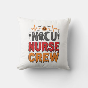 Halloween NICU Krankenschwester Crew Vintage-Typog Kissen