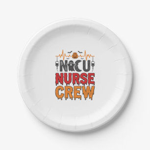 Halloween NICU Krankenschwester Crew Vintage-Typog Pappteller