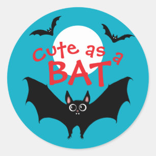 Halloween Niedlich als Bat lustig blau Runder Aufkleber