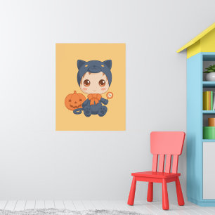 Halloween Niedlich Baby Black Cat Kostüm Poster