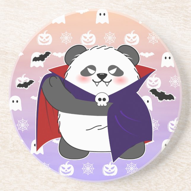 Halloween Niedlich Baby Panda Dracula Vampire Getränkeuntersetzer (Vorne)