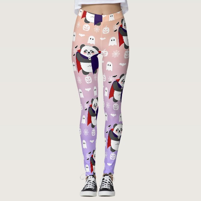 Halloween Niedlich Baby Panda Dracula Vampire Leggings (Vorderseite)