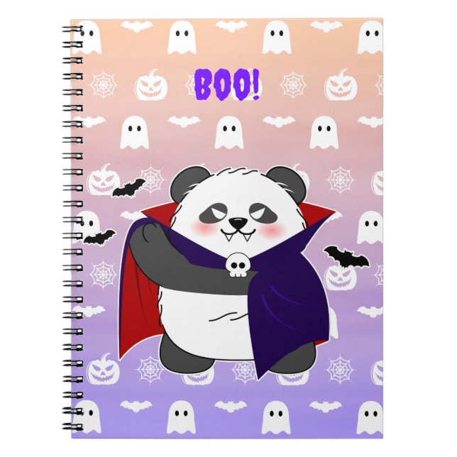 Halloween Niedlich Baby Panda Dracula Vampire Notizblock (Vorderseite)