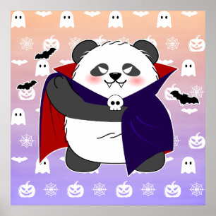 Halloween Niedlich Baby Panda Dracula Vampire Poster