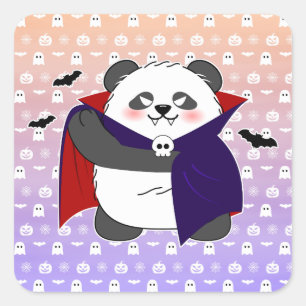 Halloween Niedlich Baby Panda Dracula Vampire Quadratischer Aufkleber