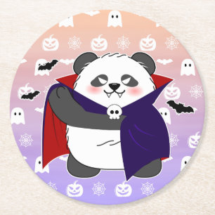 Halloween Niedlich Baby Panda Dracula Vampire Runder Pappuntersetzer