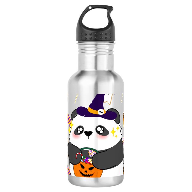 Halloween Niedlich Baby Panda Trick oder Treat Edelstahlflasche (Vorderseite)